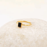 Black Onyx Ring, 925 Sterling Silver Gemstone Ring, 18k Gold Plated Statement Ring, Handmade Minimalist Ring, Black Stone Ring For Women